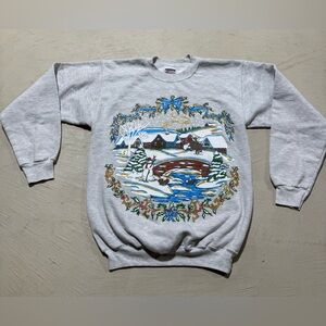 Vintage Christmas Sweater Winter Frosty Snowman Snowy Crewneck Unisex Small